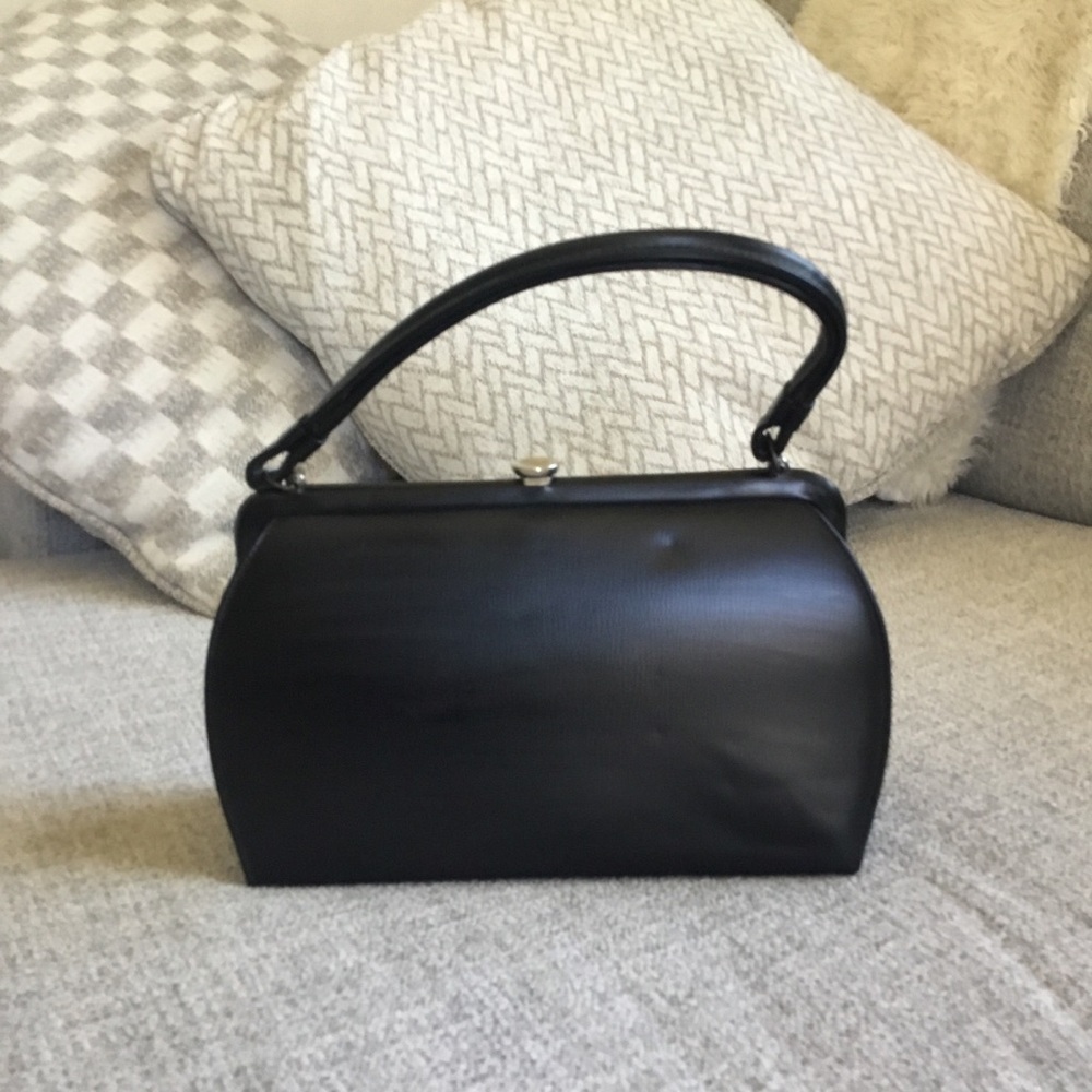 Vintage Theodor Black Structured Top-Handle Bag